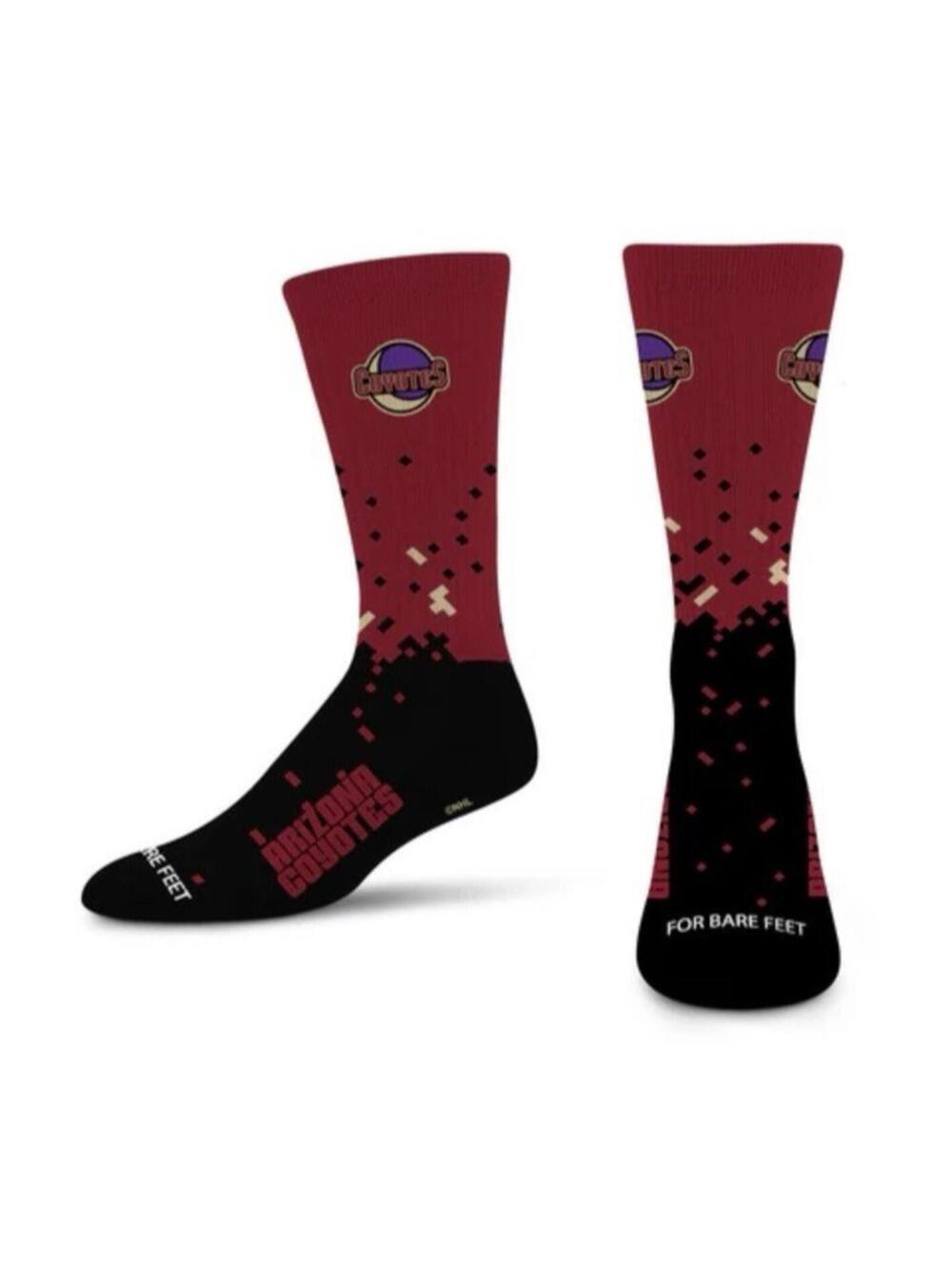 Arizona Coyotes Crew Socks Spray Zone Large NHL For Bare Feet Red Black NEW Men